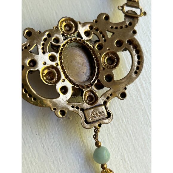 Vintage Rare KARU Fifth Avenue Hand Painted Edwardian Style Lavalier Necklace - Picture 11 of 11